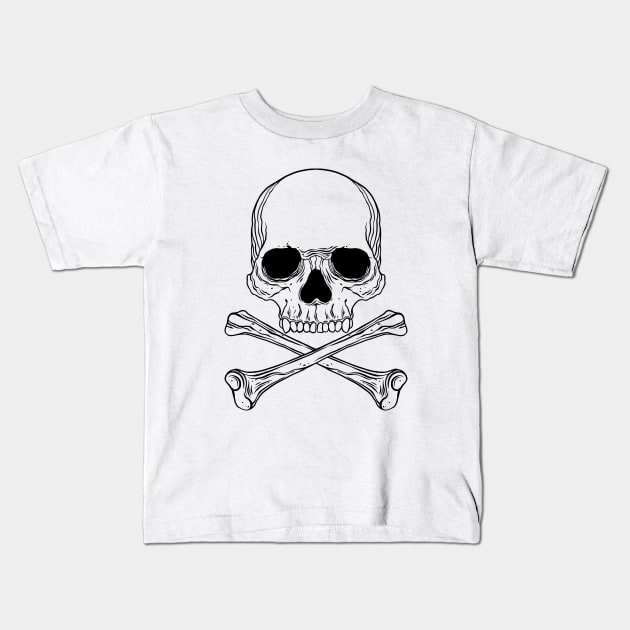 Cross bones and skull Kids T-Shirt by OccultOmaStore